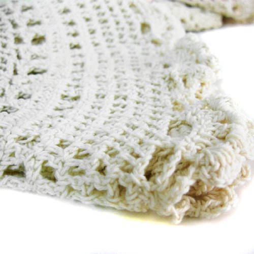 Kilofly Handmade Crochet Round Cotton Lace Table Placemats Doilies Value Pack [Set Of 4], Medallion,17 Inch, Beige #TOP2