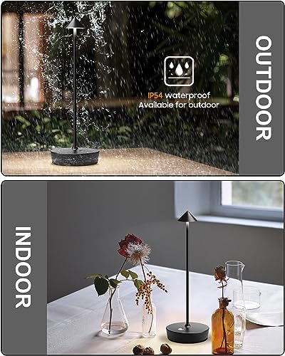 Cordless Table Lamps Rechargeable, 6000mAh Battery Operated LED Desk Lamp Outdoor Waterproof Portable Touch Dimmable Table Night Light for Patio Restaurant Dining Home Black 6 512BgMbe2yL. AC