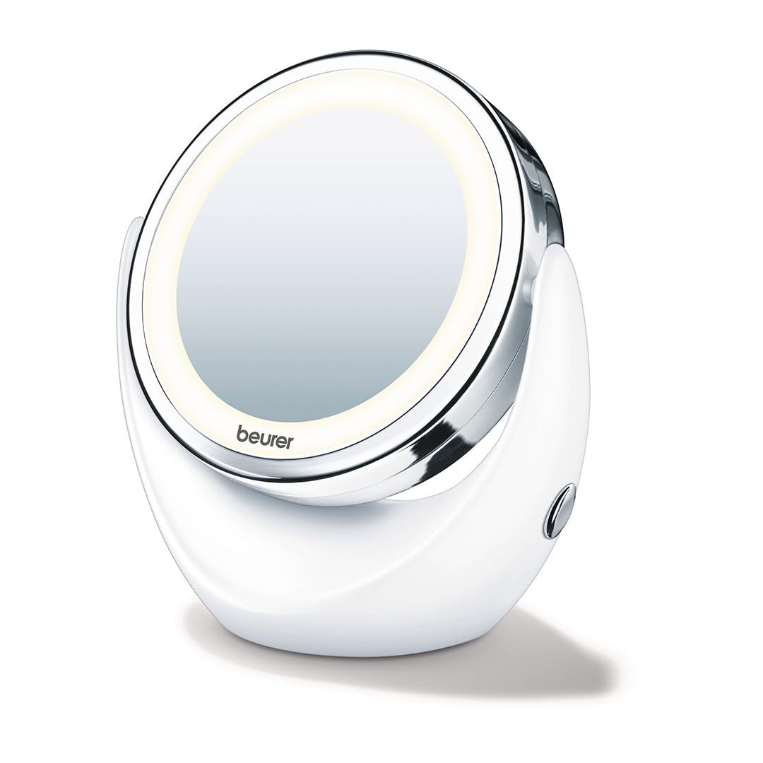 Beurer Plastic Bs 49 Illuminated Chrome Finish Round Floor Mount Standing Mirror with Bright Led Light with 12 LEDs and Battery Powered (Bs49, 11Cm Diameter, White, Framed)-image-16