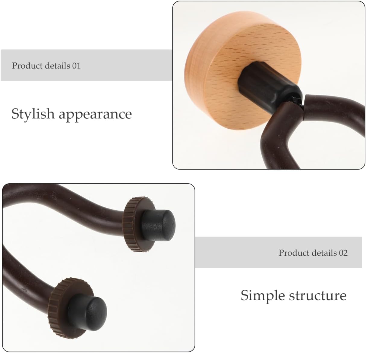 Abaodam Wood Guitar Hanger Easy No-Drill Wall Mount Hanger Space-Saving Guitar Rack Short Hook