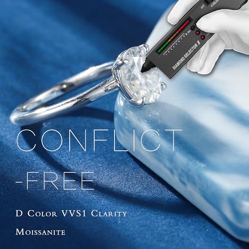 MOOSEA 2ct Oval Moissanite Rings for Women, D Color VVS1 Clarity Lab Created Ring 14K White Gold Filled 4 Claw Moissanite Engagement Rings for Women Wedding Rings Anniversary Jewelry Gifts3