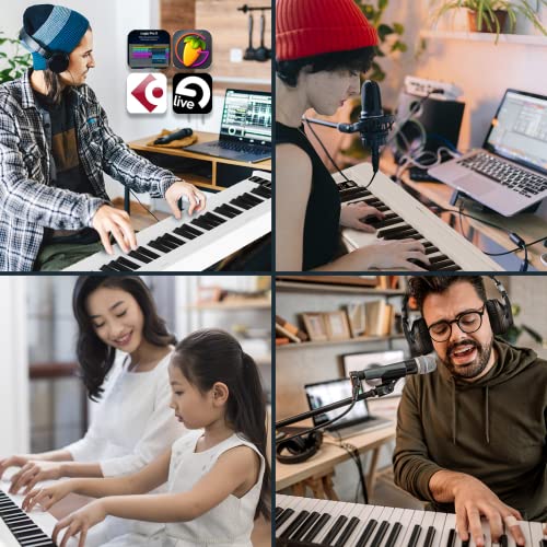 Finger Dance 61 Key Folding Piano Keyboard, Upgrand Imitation Wood Texture Keyboard Portable Piano, Bluetooth & Midi, Foldable Keyboard Piano For Beginner - Pearl White #TOP4