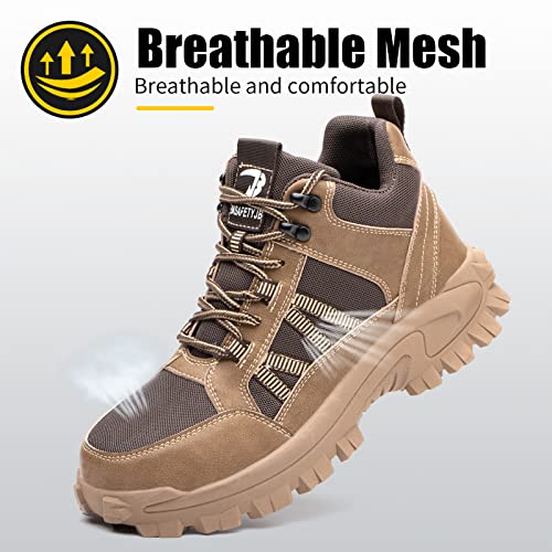 Image of Work Boots for Men,Lightweight Breathable High Top Steel Toe Boots,Unbreakable Steel Toe Shoes,Non Slip Safety Work Shoes.