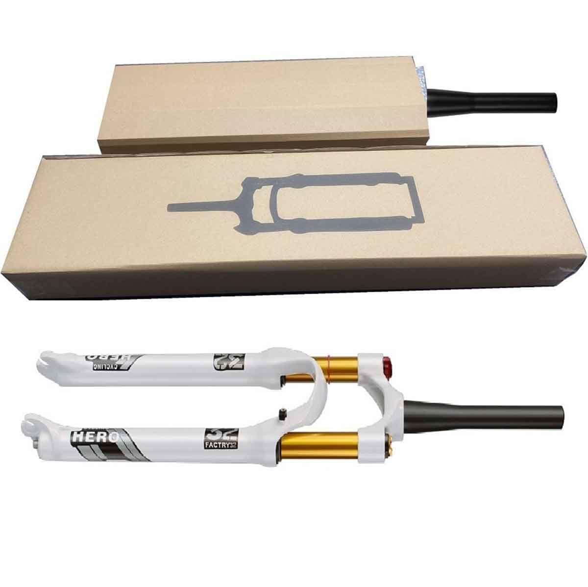 Fourche à Suspension VTT 26 27,5 29 Pouces 1-1/8 "Fourche Avant VTT 140 Mm Voyage Amortisseur D'air Accessoires De Vélo Blanc (Couleur: Verrouillage à Distance Droit, Taille: 26 Pouces