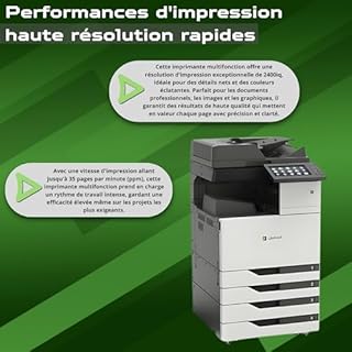 LEXMARK CX921DE Imprimante laser multifonction A3 + couleurs 2400 DPI 45 ppm garantie 24 mois (certifié reconditionné)