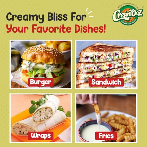 Image of Creamooz Veg Mayonnaise 750g, Creamy Dip, Spread and Dunk Sauce for Pizza, Pasta, Burgers, Sandwiches, Wraps, Rolls, Hot Dogs, Momos & Fried Snacks, Multipurpose, Eggless Mayo, Pack of 1