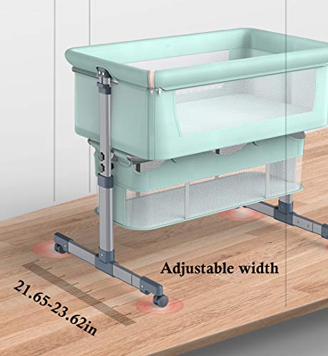 Infant Shining Baby Bedside Crib, Multifunction Cradle Bassinet Movable for Newborn Sleeping, Foldable Toddler Bed Baby Basket Travel Bed Green