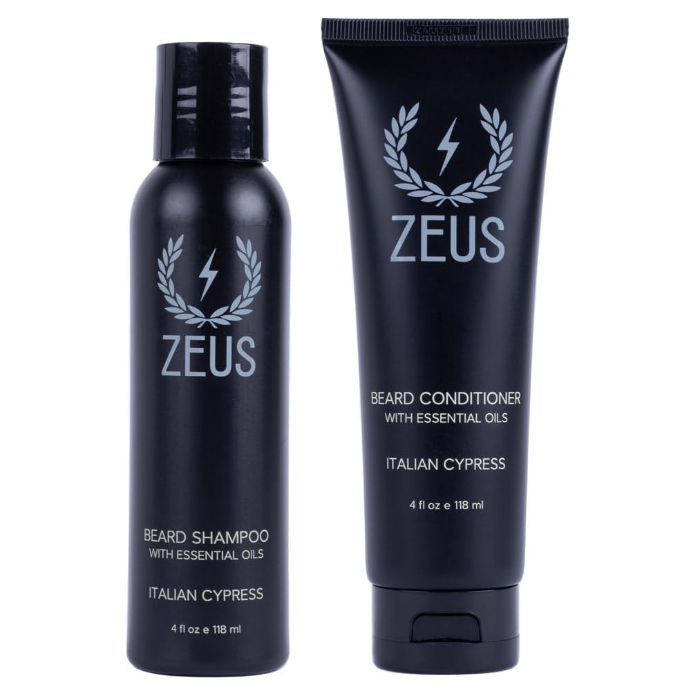 ZEUS Italian Cypress Beard Wash Set for Men with Green Tea & Essential Oils
