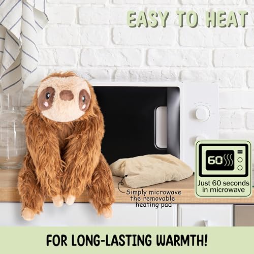Image of Happy Fuel Sloth Microwavable 1.5 lbs Unscented Heating Pad for Women & Kids - Cute Soft Cozy Pillow Plush Heatable Warm Stuffed Animals - Kawaii Hot & Cold Plushie Toy - Sloth Gifts for Girls & Boys
