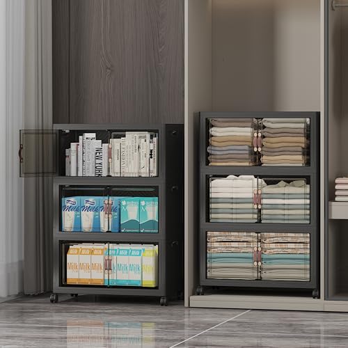 UAMFURI Stackable Storage Bins, 330QT Collapsible Drawers with 2 Lids