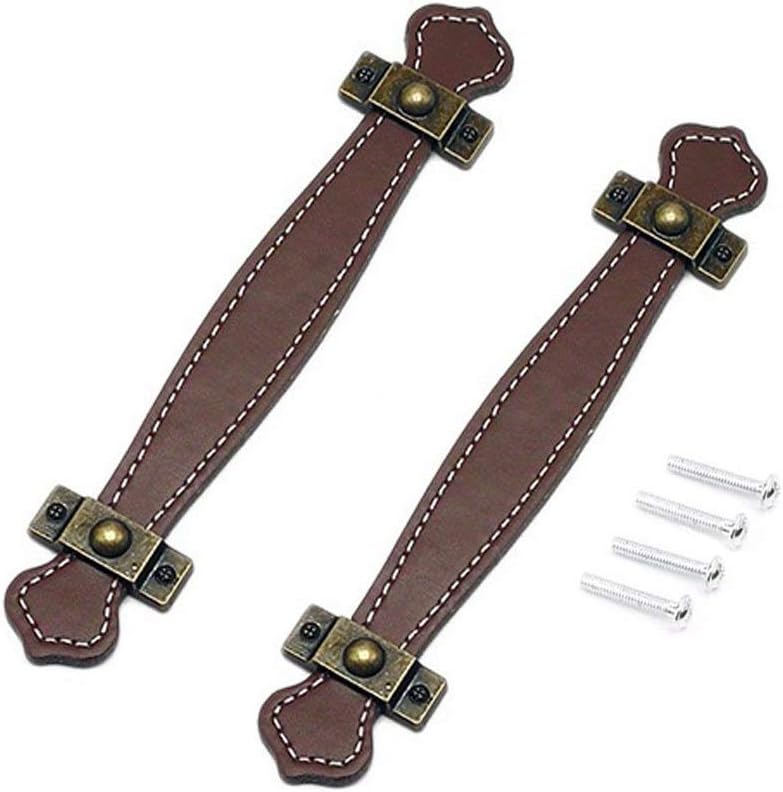 Pack of 2 Modern Style Surface Leather Furniture Handles, Leather Door Pull Handle (Brown)