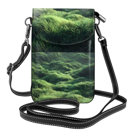 Sac à bandoulière à rabat en cuir motif prairie verte pour femme