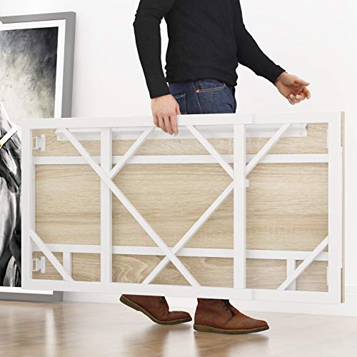 Image of Elephance Folding Desk Writing Computer Desk for Home Office, No-Assembly Study Office Desk Foldable Table for Small Spaces