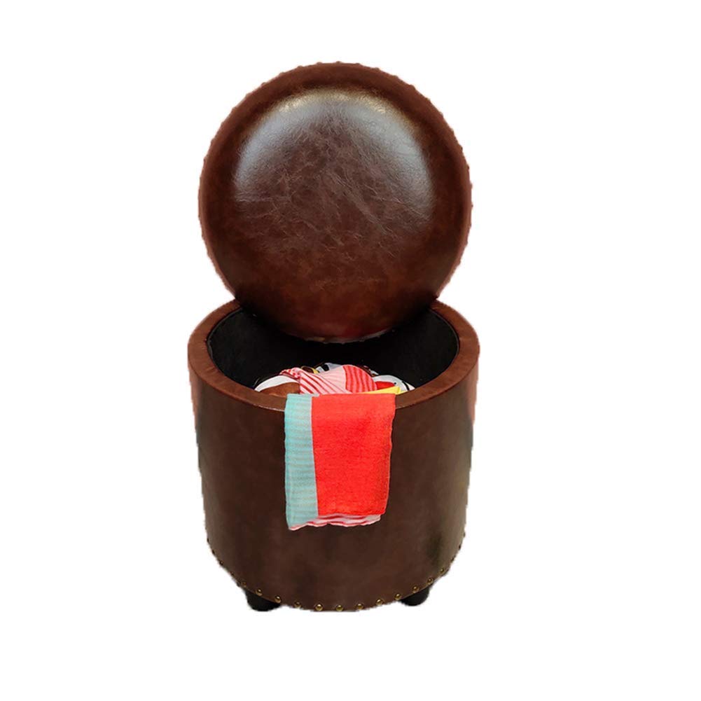 Chaise imperméable et pouf ottoman rond au design marron épuré