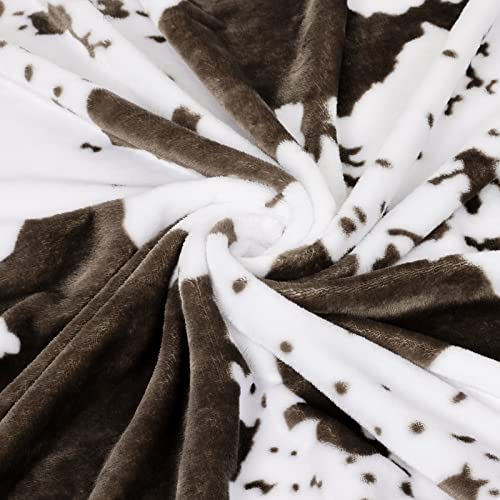 Vessia Brown Cow Printed Throw Blanket For Couch, Brown And White Cow Pattern Blanket For Adults And Kids, Comfy Cozy Lightweight Soft Touch Cute Animal Blanket Throw Size For All Season Home Decor #TOP4
