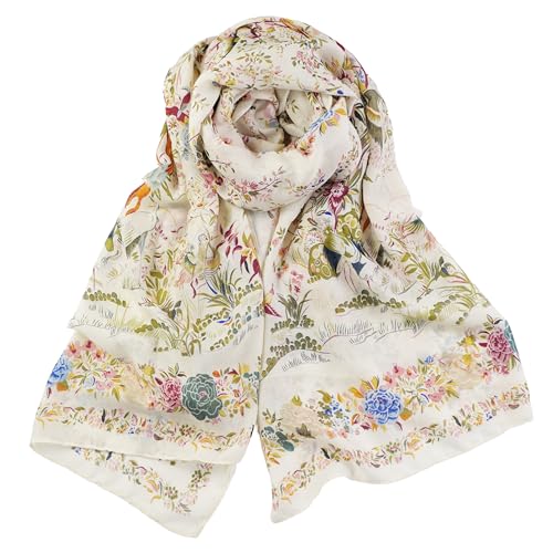 DOFOTWN Summer Scarf for Women Lightweight Floral Printed Scarf Fashion Cotton WrapScarf Beach shawl
