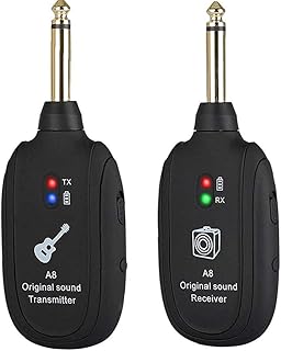 Wireless Guitar System UHF Wireless Guitar Audio Transmitter Receiver Black 20Hz-20kHz for Electric Guitar Bass Violin