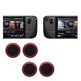 EC Support 互換品 4個セット Steam Deck コントローラー 3D アナログ ジョイスティック 親指 サム グリップ キャップ カバー アシスト エイム向上 滑り止め 修理 交換 パーツ 部品 (ブラック x レッド)