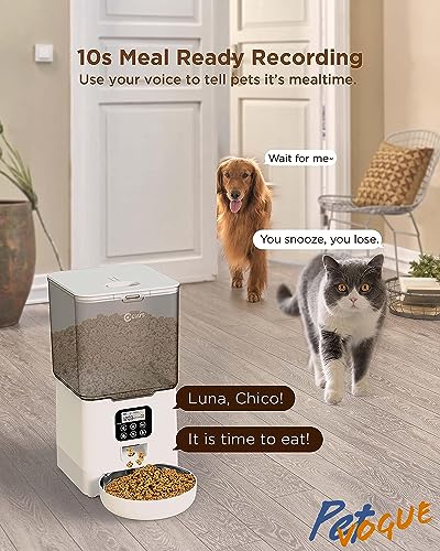 Image of PetVogue Plastic Automatic Cat & Dog Feeder, 6L Pet Food Dispenser For Cats & Dogs, Programmable Portion Control 1-4 Meals Per Day & 10S Voice Recorder For Small Medium & Large Pets (5.6L)