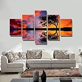 Imprimir Sobre Lienzo 5 Piezas Pintura Cinco Dibujo Consecutivas Impresión Moderna Decoración Casera Modular Abstracta Póster Atardecer Arboles Paisaje 175 X 80 Cm -2Y4T+Z1N1-