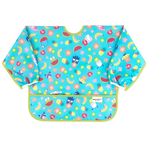 Bumkins Sleeved Bib for Girl or Boy, Baby and Toddler for 6-24 Mos, Essential Must Have for Eating, Feeding, Baby Led Weaning Supplies, Long Sleeve Mess Saving Food Catcher, Hello Kitty and Friends