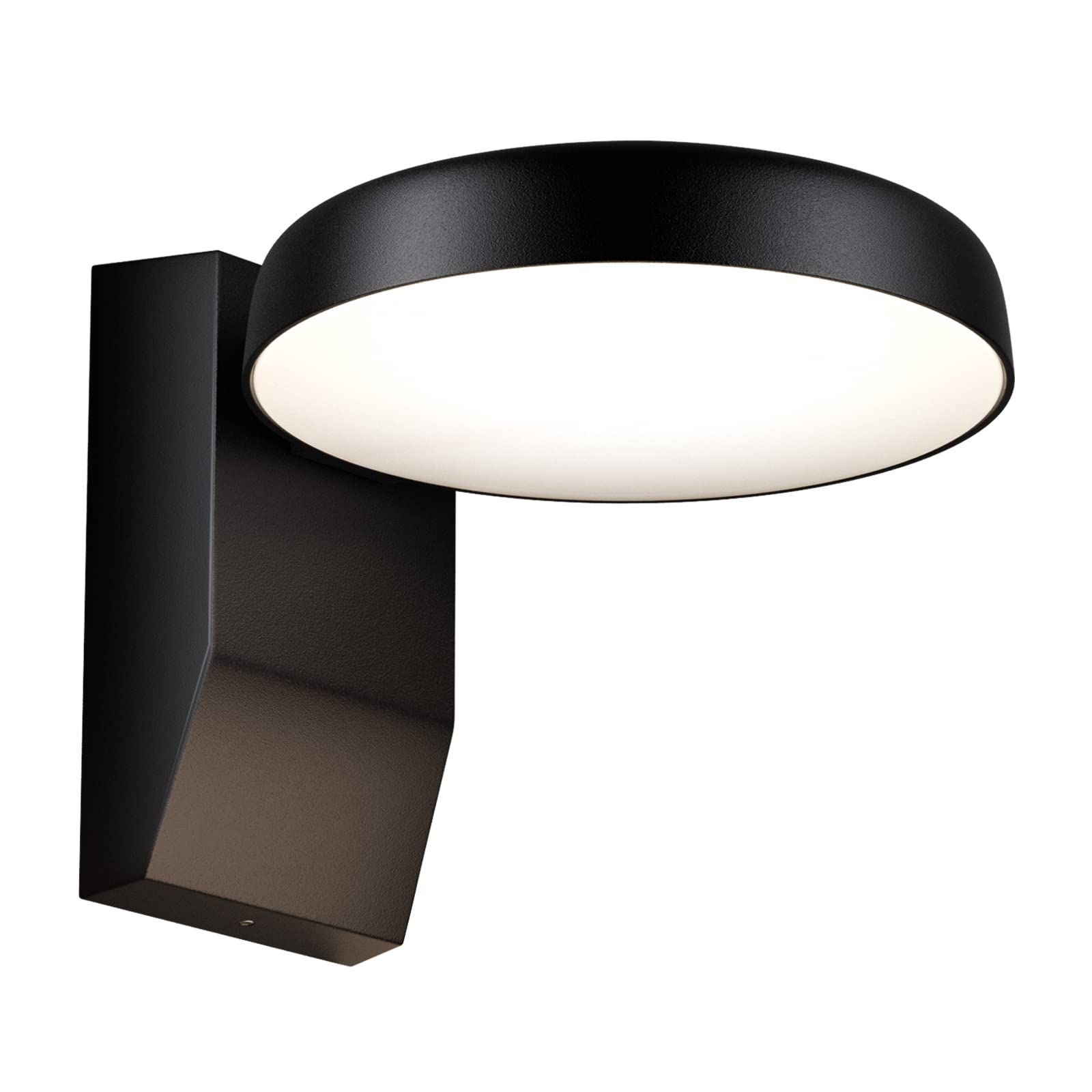 Tisey Modern Outdoor Wall Lights, 20W 2200LM Round Lampshade, IP54 Waterproof, 3000K Warm White, Outdoor Lamp for Garden, Patio, Porch, Front Door, Black