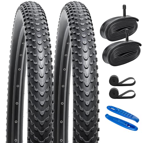 YunSCM 2本セット,27.5 2.40 タイヤ,27.5x2.40 60-584 自転車タイヤ + チューブ 米式バルブ32mm +リムテープ + タイヤレバ,適用 27.5インチ 2.40 クロスバイク、マウンテンバイク,Y-151