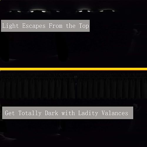 Miniatura 3 de Ladity Juego de 2 cenefas para ventanas de cocina cenefas de oscurecimiento de habitación para dormitorio 52 pulgadas de ancho x 18 pulgadas de