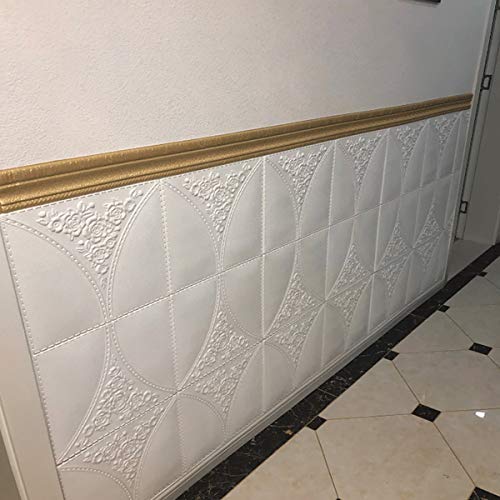 Cozylkx 90\"x 3\" Self Adhesive Flexible Molding Trim, 3D Sticky Decorative Wall Lines Wallpaper Border for Home, Office, Hotel DIY Decoration, White - Thumbnail 4