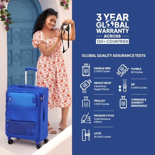 Image of American Tourister AMT MAJORIS Soft Side Luggage, 71 cm | TSA Lock, 8 Smooth Gliding Wheels, Telescopic Trolly Handle, Complete Lining, Includes Tote Bag
