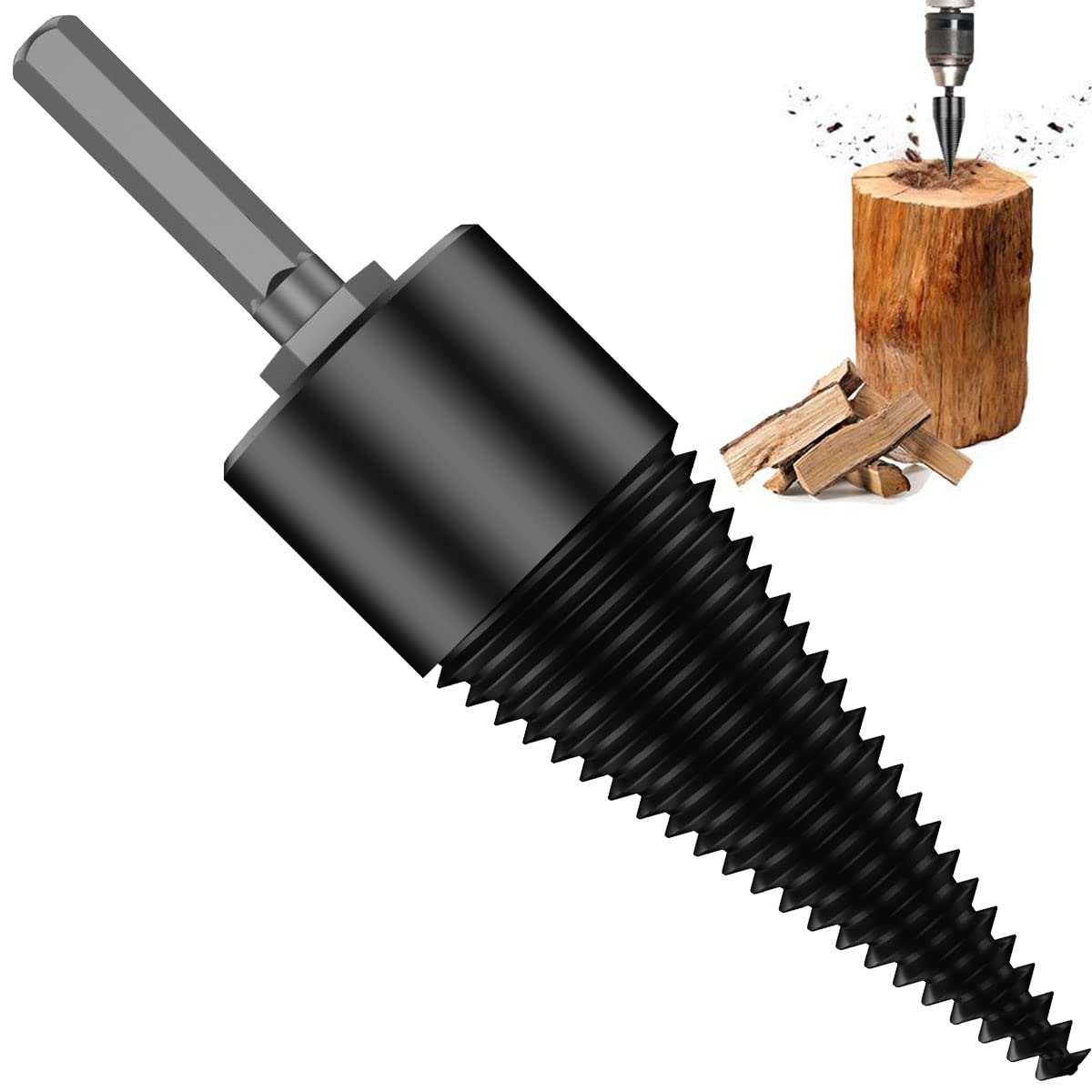 Wood Splitter Drill Bit, Log Splitter Cone Drills Bit Set, Heavy Duty High Carbon Steel Drills Screw Cone Driver for Household Electric Drill Electric Hammer(42mm Hexagon Handle)