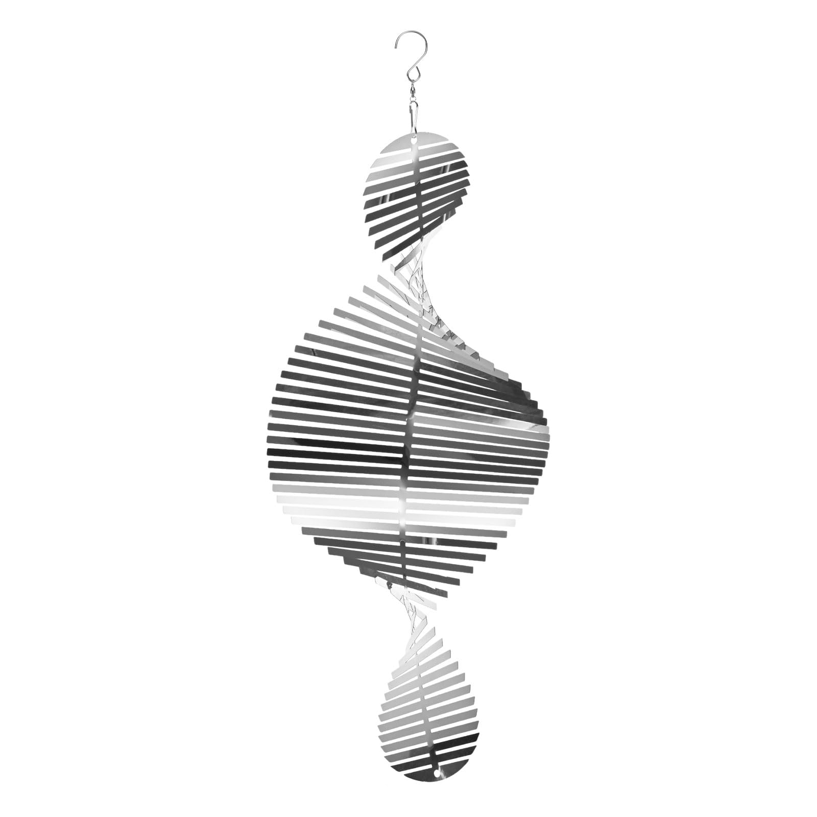 M METERXITY 1-Pack Hanging Wind Spinners 15.4in Silver Tone Spiral