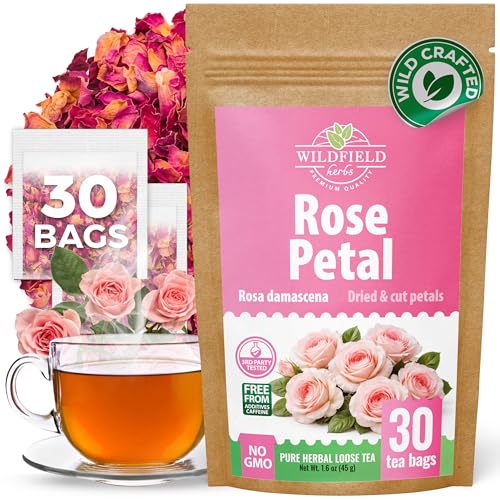 Image of 30 Bags Rose Petal Buds Herbal Tea (Rosa Damascena) - 30 Count 1g Bags Dried Rose Herb Te De Rosa