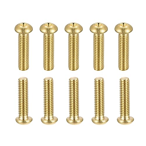 DTGN M4x16mm(DxL) Ottone Croce Machine Viti - 20Pz - Ottimo per Macchinario Industria - Bombata Testa Fissaggio Vite - Ottone Colore