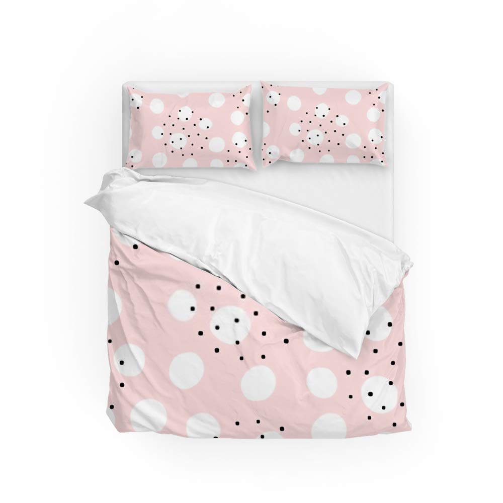 Parure de lit 3 pièces avec housse de couette et taies d'oreiller motif girly pour grand lit