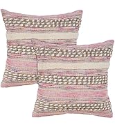 LR Home PLS02-07335 Throw Pillow, Square, Pink/Natural