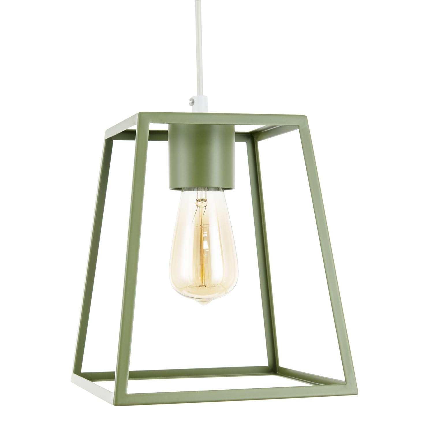 Happy Homewares Industrial Lantern Lamp Shade - Olive Green - Square Top & Bottom
