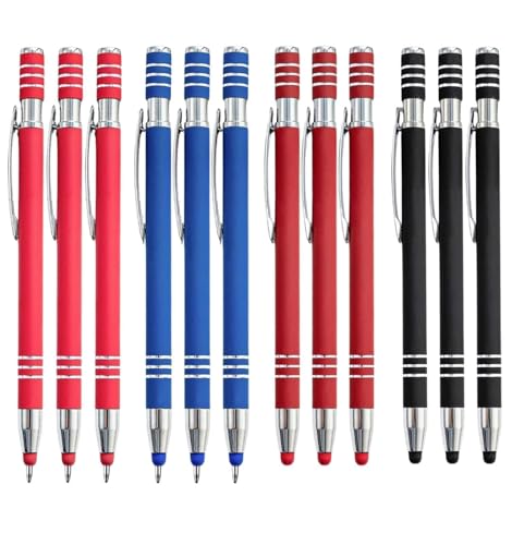 Lot de 12 Stylo Stylet Tactile 2 en 1, Stylet capacitif et Stylo à Bille, multifonctionnels, pour Tablette, Smartphone, écran Tactile,Couleur aléatoire
