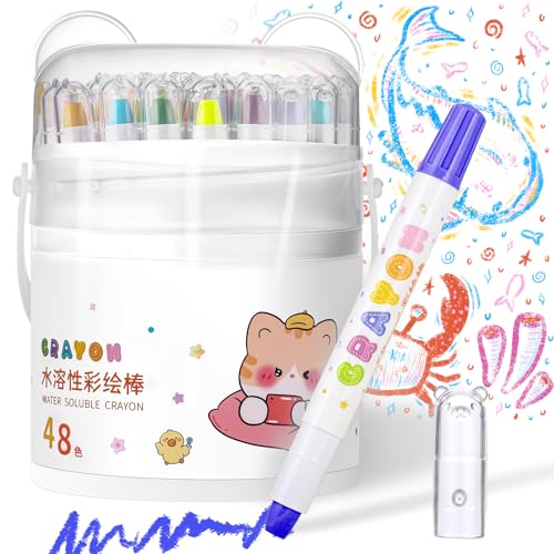 Prudiut 48 Color Silky Twistable Crayons Washable Art Supplies Multicultural Pastel Gel Crayons Easy Grip Coloring Gift