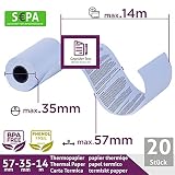 ÖKO EC-Cash rolki termiczne 57 mm x 14 m x 12 mm, rolki kasowe, papier termiczny, rolki bonusowe do bankomatu, czytniki kart kredytowych (57 x 35 x 12) – z tekstem obciążenia SEPA (20 rolek)