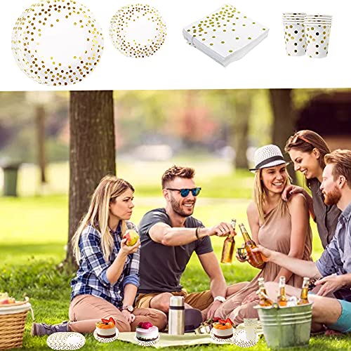 80Pcs Gold Party Tableware Dinnerware Paper Plates...