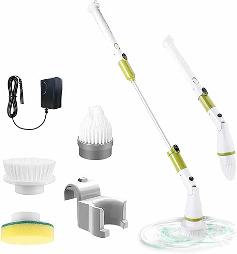 Miniatura 9 de Cepillo de limpieza eléctrico con brazo de extensión ajustable, 4 cabezales de limpieza reemplazables, limpiador de ducha eléctrico para baño,