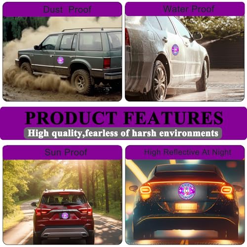 Image of Baby on Board Magnet for Car, Reflective Babies on Board Magnetic Sticker Car Sign, 3 Pack Waterproof Kids Safety First Warning for Parents (Purple Unicorn)