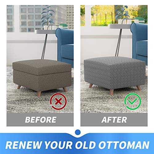 Housse ottoman rectangulaire taille L doux revêtement tabouret rangement pliable