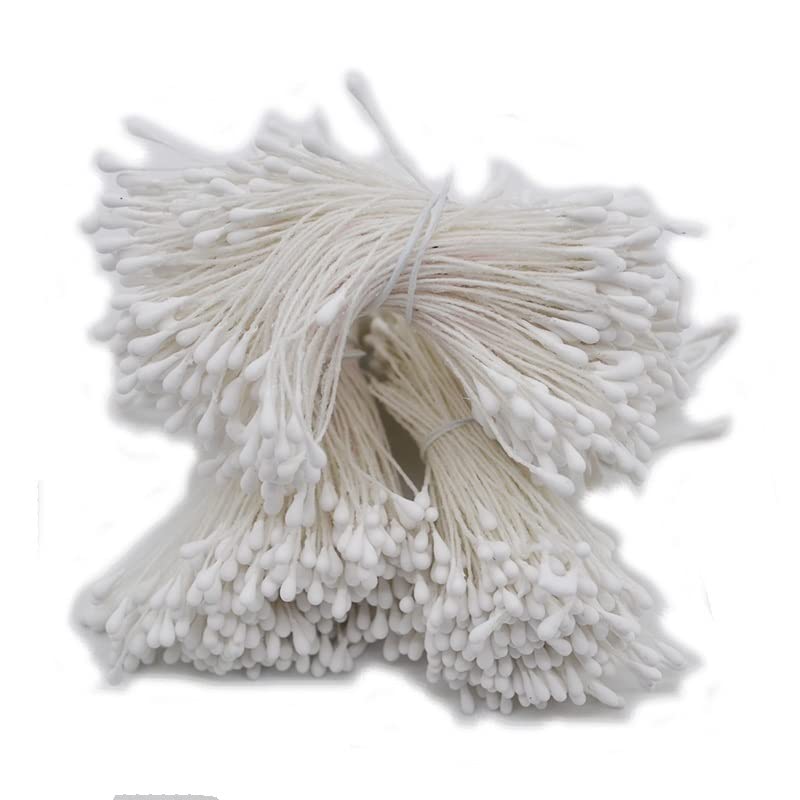 GORGECRAFT 1600 Stuks Gele Dubbele Hoofden Handgemaakte Bloem Meeldraad Bloem Meeldraden Stempel Kunstmatige Parelmoer Bloemstuifmeel Meeldraad voor Bloem Maken Scrapbook Decoratie Handicrafts