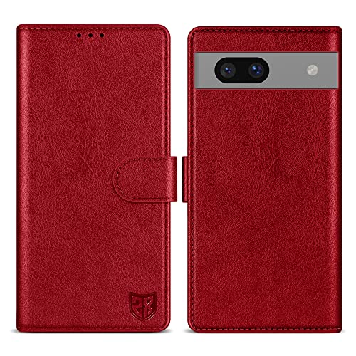 Image of ZZXX for Google Pixel 7a Wallet Case Magnetic Closure 6.1 inch,Red