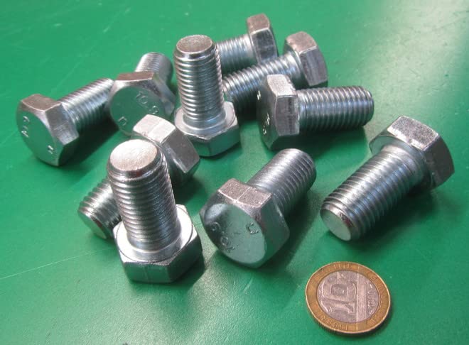 Class 10.9 Zinc Steel Hex Bolts FT M16 x 2 mm x 30 mm Long 10 pcs
