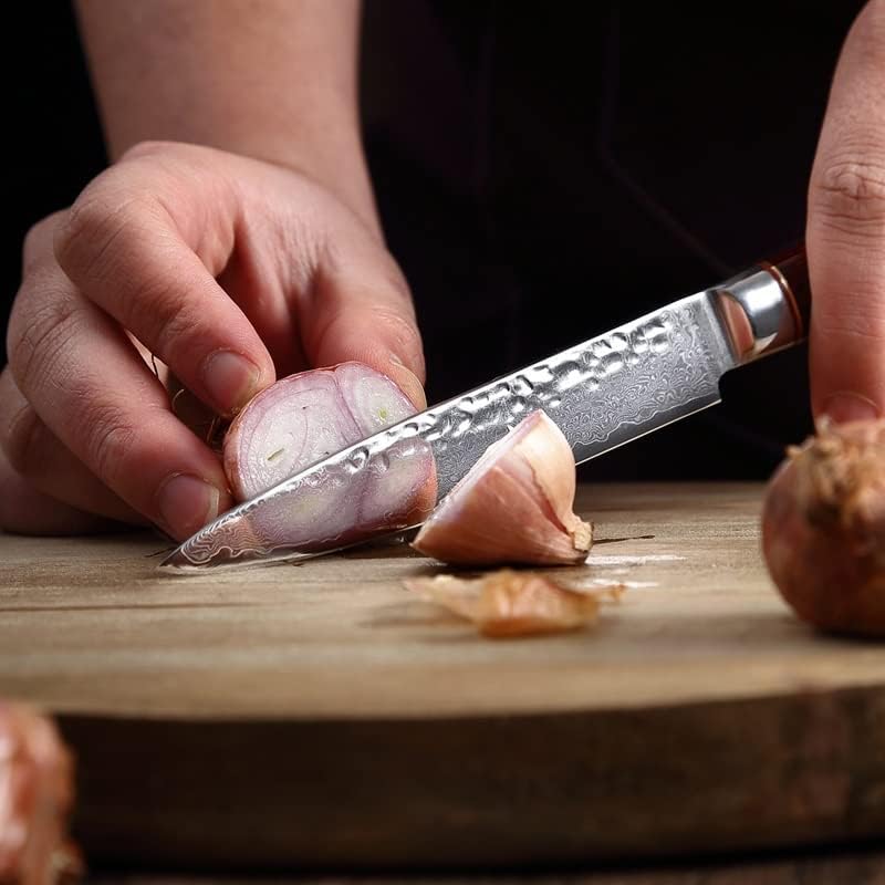 Home & Kitchen/Kitchen & Dining/Kitchen Utensi 5 Inch Wave Pattern Utility Knife 67-Layer Damascus Steel Can Cut Fruit Paring Knives Kitchen Tools Color Wooden Handle