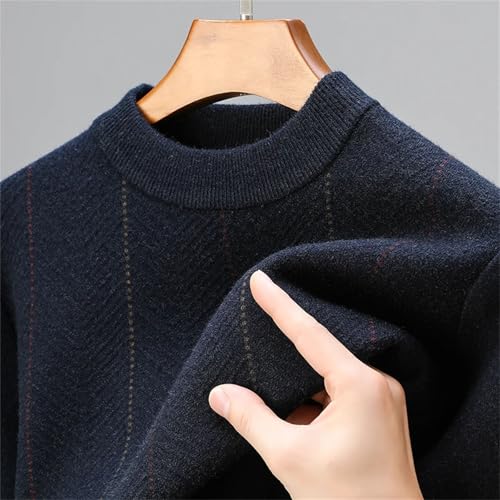 Men's Fashion Popular Winter Round Neck Sweater Winter Striped Warm Thick Knitted Pullover4