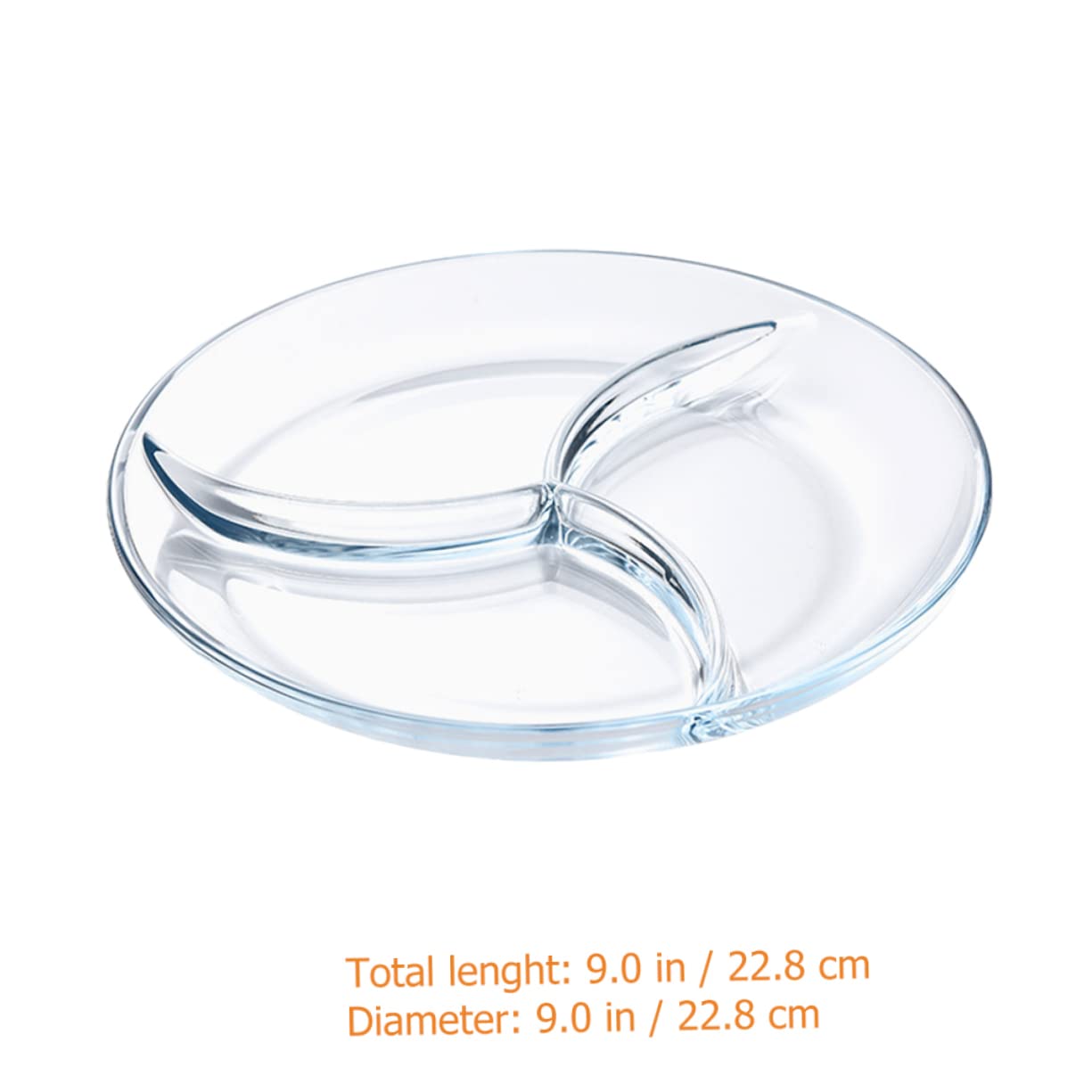 Mikinona Plat Divisé Plateau à Collation en Verre Trempé 3 Compartiments pour Réchauffer les Aliments, Séparation des Portions, Repas en Famille